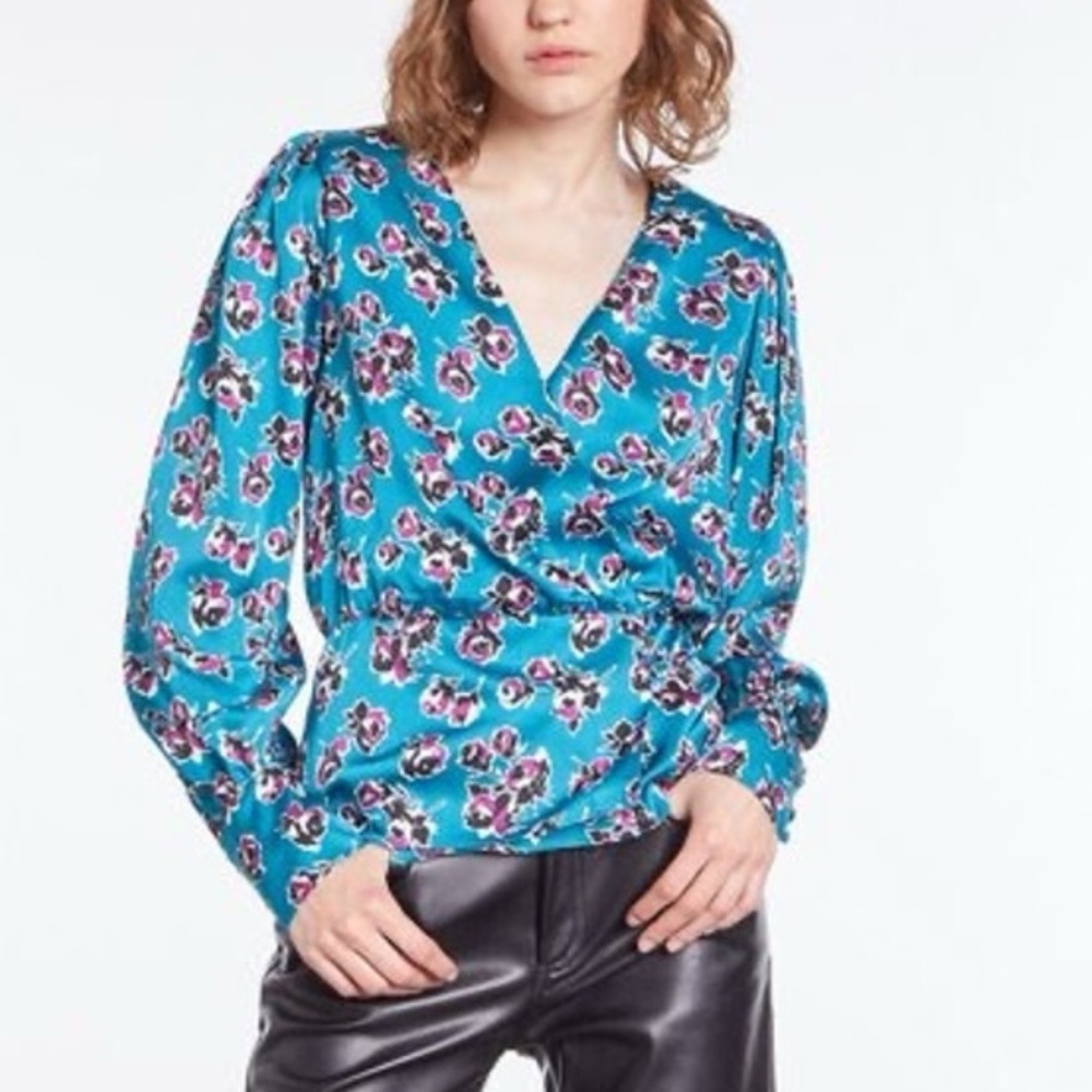NEWTHE KOOPLES Rock Roses Satin Top Size 1 Small